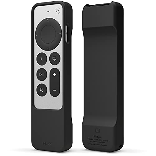 elago Funda R1 Compatible con Apple TV 4K Siri Remote 3.ª generación (2022) y 2.ª generación (2021), Tecnología Magnética, Cordón Incluido, Gran Agarre, Absorción de Golpes, Protección (Negro)