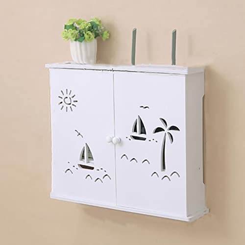 TV Set-Top Rack Wifi Router Storage Boxes, Wireless Wifi Router Rack Set-Top Box Shelf Cable decorativo creativo Soporte de cable de alimentación Enchufe for colgar en la pared Soporte de placa Organi