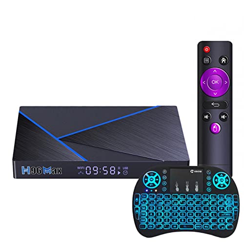LIROM Android 12.0 TV Box, 8G+64G RK3356 Quad-Core 64Bits Arm Cortex-A53, 2.4/5.8G Wi-Fi De Doble Banda/10-1000M LAN BT4.1 H.265 UHD 4K / 8K, con Mini Teclado Inalámbrico,8gb+64gb