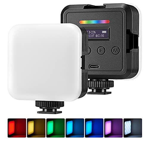 Neewer RGB Led Video Luz, RGB61 Luz Cámara a Todo Color de 360 ° con 3 Zapatas Frías y Difusor, CRI 97+, 20 Modos de Escena, 2500K ~ 8500K, 2000mAh Batería Recargable