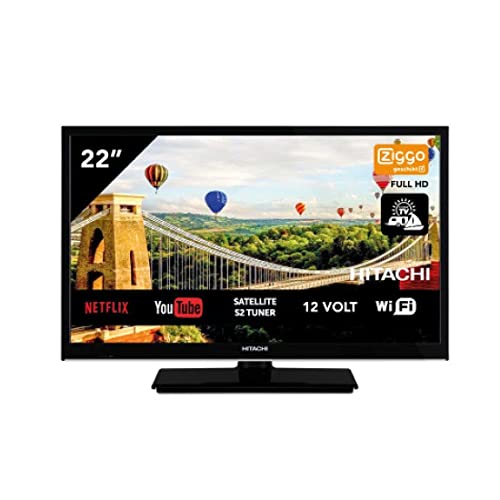 Hitachi 22HE4002 Android TV Smart WiFi, 22 pulgadas, 56 cm, Full HD, LED, TV DVB-S2/C/T2, 12 V y 220 V, ideal también para camping