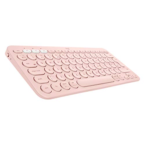Logitech K380 Teclado Inalámbrico Multi-Dispositivos para Windows/Apple iOS/Android/Chrome, Bluetooth, Diseño Compacto, PC/Mac/Portátil/Smartphone/Tablet/Apple TV, Disposición QWERTY Español, Rosa