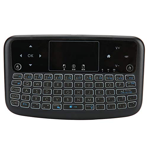 ASHATA Mini Teclado Inalámbrico Retroiluminado con Panel Táctil, Mini Teclado Inalámbrico, Teclado Remoto de Mano Recargable Inteligente para PC, Computadora Portátil, TV, para HTPC, para Android TV