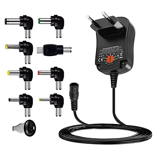 Outtag 12W AC Adaptador 3V 4,5V 6V 7,5V 9V 12V 1A 1000mA Alimentación Cargador de Red para Altavoces Cámara de TV Box LED Lámpara de Audio Máquina CCTV Consola de Juegos Routers Ordenador portátil