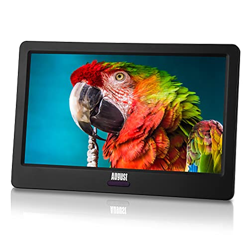 TV Portátil TDT 9 Pulgadas Recargable - August DA900D Mini Televisión Digital con Red, Batería o 12v, DVB-T / T2 HDM USB Jack 3.5, Tele LED y Grabación, Salón Cocina Coche Camión Caravana - Negro