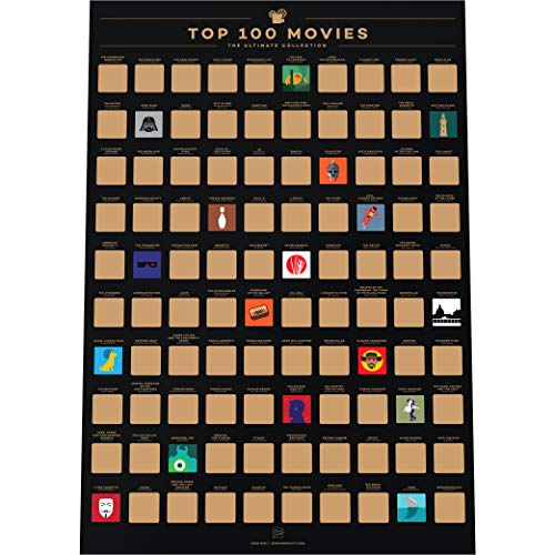 Enno Vatti 100 Movies Scratch Off Bucket List Poster - Póster de rascar de las 100 mejores películas Lista de las mejores películas de todos los años (42 x 59,4 cm)