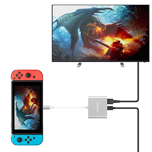 TUTUO Adaptador USB Tipo C a 1080P HDMI para Nintendo Switch, USB C PD Puerto de alimentación, USB-A 3.0 Hub, Switch Dock HDMI Convertidor para Macbook Pro 2018 2017, Galaxy S10 Note 10 Plus