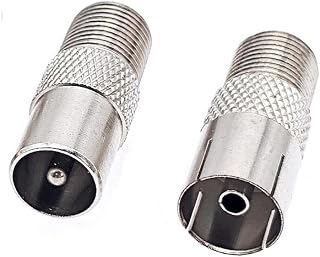 JZK 2 piezas F hembra a TV macho/9,5 mm hembra Conector coaxial de antena de TV, adaptador coaxial RF de antena satelital, conector SAT para cable aéreo y satelital