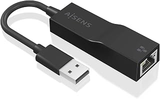 AISENS - A106-0766 - Conversor USB 3.0 A Ethernet Gigabit 10/100/1000 Mbps, Negro, 15Cm