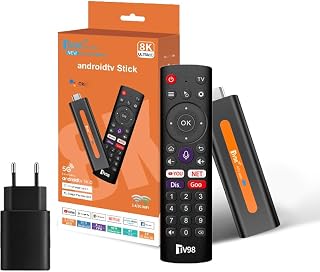 Android TV Stick 4K 2GB RAM 16GB ROM H313 Quad-Core 64bit WiFi5 Dual 2.4G/5G WiFi HDR10+ HD Smart TV Stick Box (H6 2+16 App)