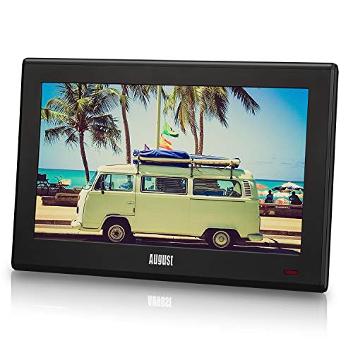 TV Portátil TDT 10 Pulgadas LED - August DA100D Mini Televisión Digital con Red, Batería o 12v, DVB-T / T2 HDM USB Jack 3.5, Tele LED y Grabación, Salón Dormitorio Cocina Coche Camión Caravana - Negro