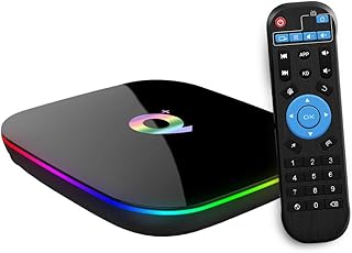 Q Plus Android TV Box 9.0 con 2GB RAM 16GB ROM H6 Quad Core Cortex-A53 Procesador, Soporta 6K Resolución 3D 2.4GHz WiFi 10/100M Ethernet USB 3.0 Media Player