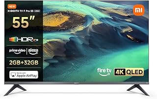 XIAOMI TV F Pro 55, 55 Pulgadas (140 cm), 4K UHD QLED, Smart TV, Fire OS8, Control por Voz Alexa, HDR10+, Modo Game Boost 120Hz, MEMC, Compatible con Apple AirPlay