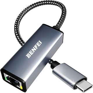 BENFEI Adaptador USB-C a Ethernet LAN, USB Tipo C (Thunderbolt 3) a RJ45 Adaptador de Red Compatible para MacBook Pro 2019/2018/2017, MacBook Air y más[Caja de Aluminio y Cable de Nailon]