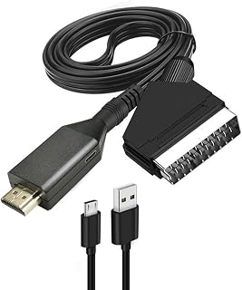 Cable Adaptador SCART a HDMI, convertidor Todo en uno - Convertidor de Audio de vídeo SCART a 1080p/720p HDMI para HDTV STB VHS Xb0x PS3 Sky DVD BLU-Ray, etc