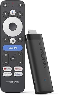 Strong Leap-Nova-X TV Stick 4K UHD, 2 GB RAM + 32 GB Memoria, Android 14 | Dolby Vision, HDR10+, Dolby Audio, Wi-Fi 6, Asistente de Voz, HDMI 2.1, Streaming de Más de 5000 Apps