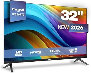 Engel TV 32 Pulgadas HD Ready LED LE3267T2, Dolby Audio, 3 HDMI, 2 USB, Entrada Sat, Modo Hotel, Televisor 1366x768, Reproductor Multimedia, DVB-T2/C/S2, Negro 2026