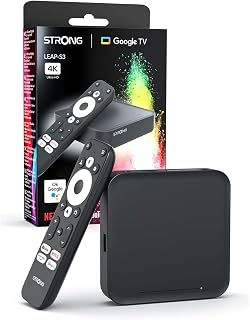 Leap-S3 4K UHD Google TV Streaming Box con Puerto Ethernet, 2 GB de RAM + 16 GB de Almacenamiento, Chromecast Integrado, WiFi, Control por Voz de Google, HDR10+