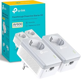 TP-Link TL-PA4010P Kit - Adaptador Powerline AV600, Ethernet, con Enchufe | Amplía tu Red a Través del Cableado Eléctrico. Sin Obras ni Cables Nuevos. 1 Puerto Ethernet. Enchufe Incorporado. App tpPLC.