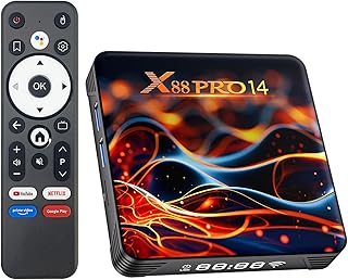 Smart TV Box Android 14.0, 4K@60fps Última Android Box con RAM 2G ROM 16G WiFi6 Enternet 10/100M Bluetooth 5.0 USB 3.0 Soporte HD 8K 2K 1080P Clientes de Transmisión de Medios Control Remoto por Voz