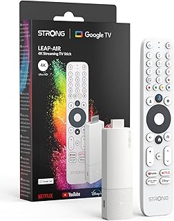 Strong Leap-Air Stick TV 4K UHD, Android 11, Wi-Fi, Asistente de Voz de Google, HDR10+, Netflix, Prime Video, Youtube, Disney+ (Blanco)