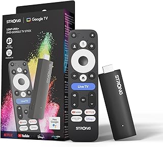 STRONG Leap-UNA+ FHD TV Stick con Android 14, 1GB RAM + 8GB Almacenamiento, Bluetooth 5, HDR10+, HLG, Google Assistant, Dispositivo de Streaming para actualización de Smart TV