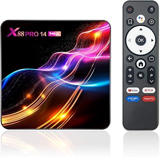 RUPA Android TV Box 14.0, 2026 última 8K Android Box con RAM 4G ROM 32G Rockchip RK3528 WiFi 6 Enternet 10/100M Bluetooth 5.0 HDR10 HDMI2.1 3D HD Smart TV Box Media Streaming Clients X88 PRO14 MAX