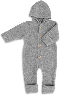 Engel Axil - Lana de merino orgánica polar bebé recién nacido romper con capucha footed