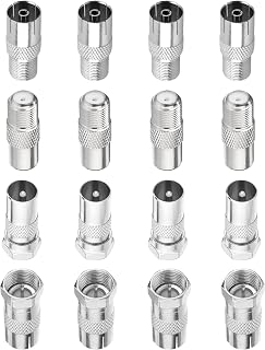 16 Pcs Conector Antena TV, Adaptador Cable Antena Sat | Conector de Cable Coaxial F Macho/Hembra, Acoplamiento F, Adaptador de Antenas para Cables Satelital