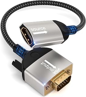 Adaptador HDMI a VGA,adaptador HDMI hembra a VGA macho,nailon trenzado 1080p unidireccional HDMI para computadora a vga,monitor/TV,para laptop,PC,TV Stick,HDTV,reproductor de DVD,monitor,proyector