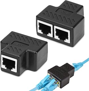 Ethernet Splitter 2Pcs Conectores Divisores RJ45 Acoplamiento Ethernet de 1 a 2 Bus Divisor RJ45【No UN Switch】 Universal Conectores Dorados para Cat5 Cat6 Cat7 Cat8 LAN Extensor