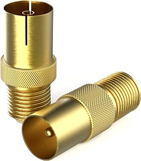 RedStar24 Adaptador Antena SAT - 2x F Hembra a Coaxial Macho - Hembra (IEC) - Adaptador de Cable Satelite para TV, Receptor, Radio con Conector Coaxial IEC - TV macho/hembra